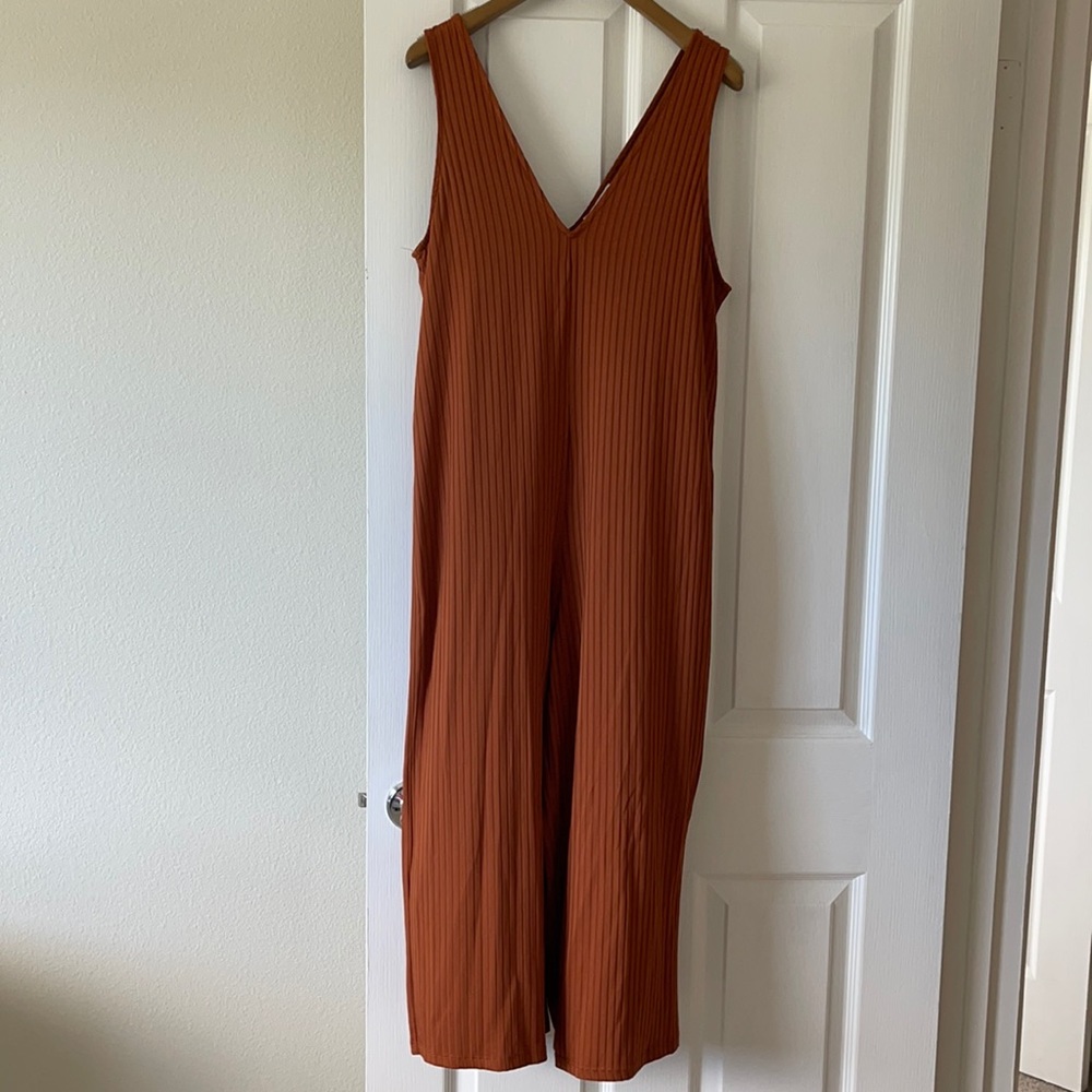 Zara Rust Textured Jumpsuit